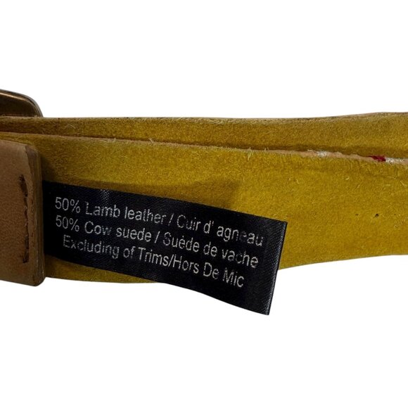 Free People Leather Belt Light Tan Colorful Embroidery Goat & Cow Leather S/M main image 6